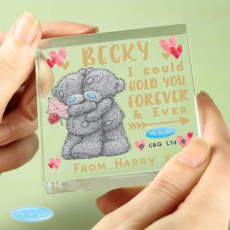 Personalised Hold You Forever Me to You Bear Large Crystal Block Extra Image 2